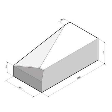 Inritband 60x20x30 rechts grijs