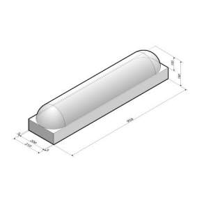 Schampband 21x18x95 met voet 2-zijdig rond grijs